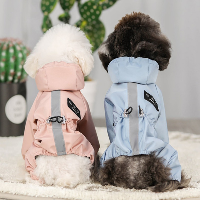 Waterproof Reflective Pet Raincoat Outdoor Solid Color Hard Dog Coat Simple Warm Pug Hoodie Breathable French Bulldog Clothes