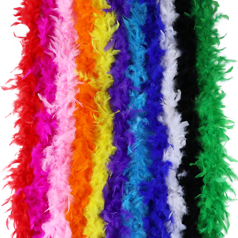 Partihandel 38-40 Gram Turkiet Feathers Boa 2Meter Quality Fluffy Feather Scarf för Sy Party Clothing Handicraft Creative Plume