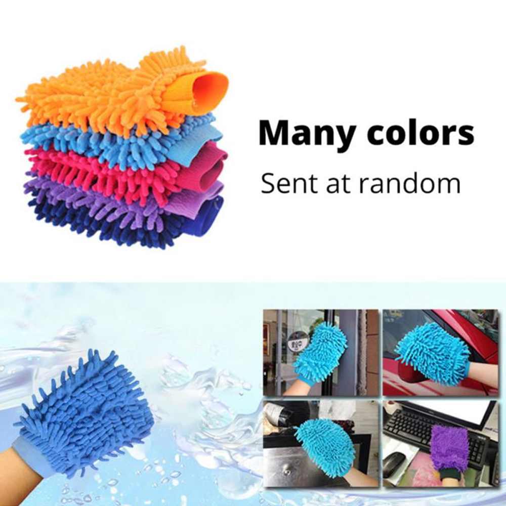 Hot Sale 2 In 1 Ultrafine Fiber Chenille Microfiber Car Wash Glove Mitt Soft Mesh Backing No Scratch For Car Wash And Cleaning