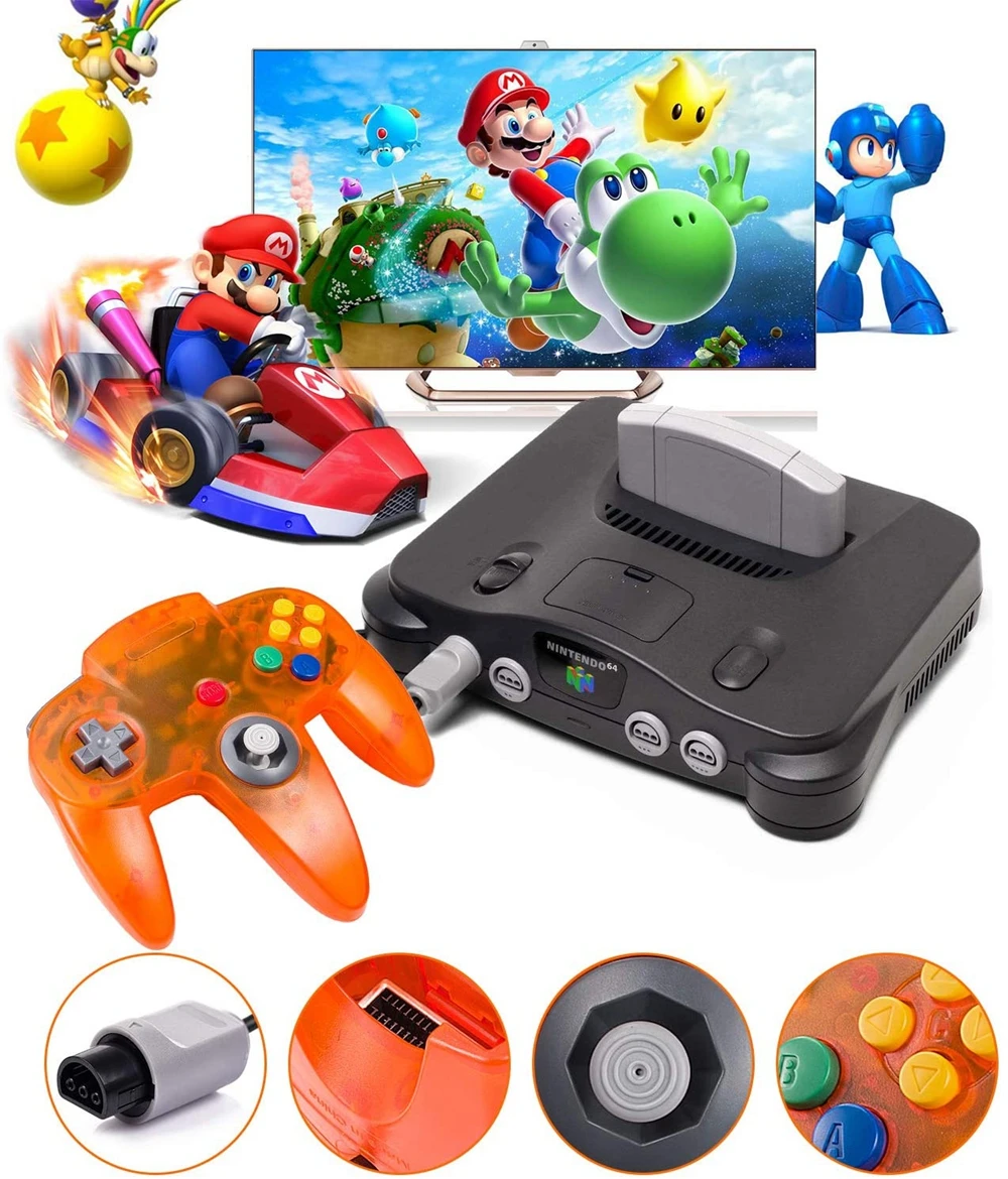 Gamepads 2 pacote clássico n64 controlador retro n64 gamepad gamepad joystick para n64 console video video systemplug play