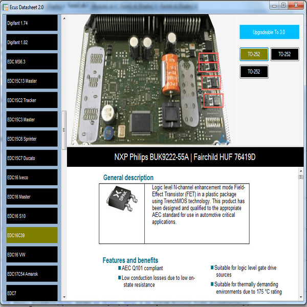 ECUS -Datenblatt 2.0 -PCB -Schaltpläne mit elektronischen Komponenten des Autokus und zusätzlichen Informationen