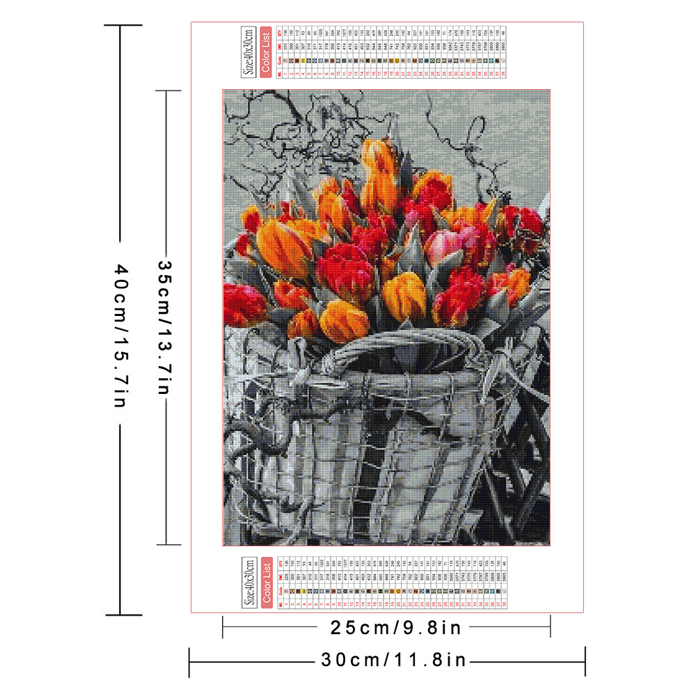 Huacan 5d Diamond Pintura Flor Cross Stitch Behitwork Square Full Round Drill Bordado Venda Floral Home Decor 30x40cm