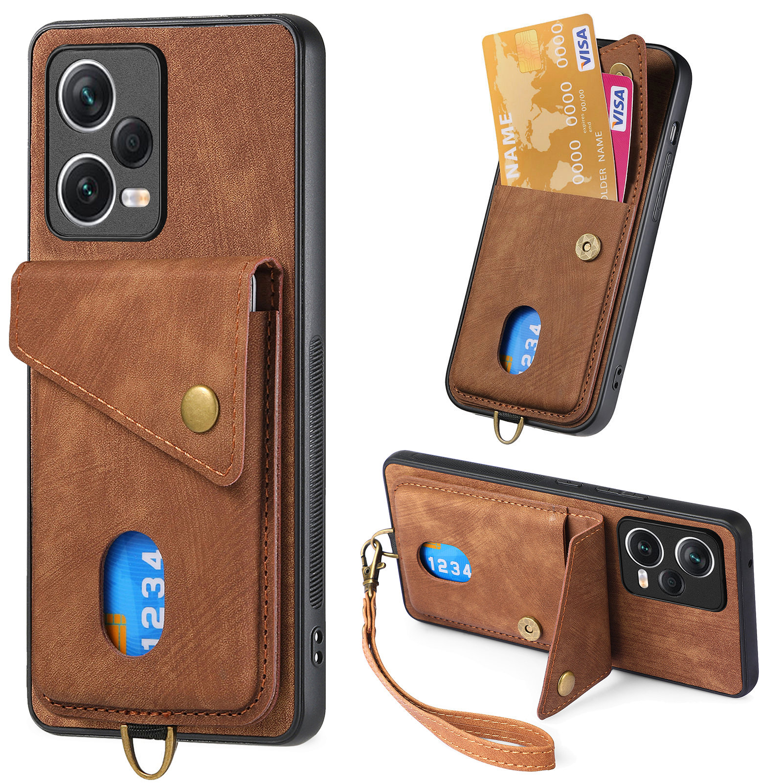 Cartes Solt Wallet En cuir Case pour Xiaomi Redmi Note 12 Pro Plus 11S 11 13 POCO X5 X4 12T X3 NFC Sang de sangle COUVERCE POCKE