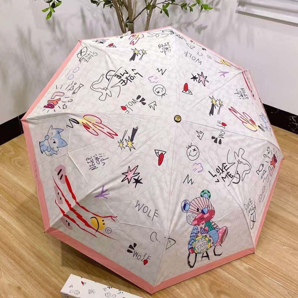 Luxury Designer High Quality Automatic Umbrella Rain Women Men Folding UV Sun Transparent Sunshade Umbrellas