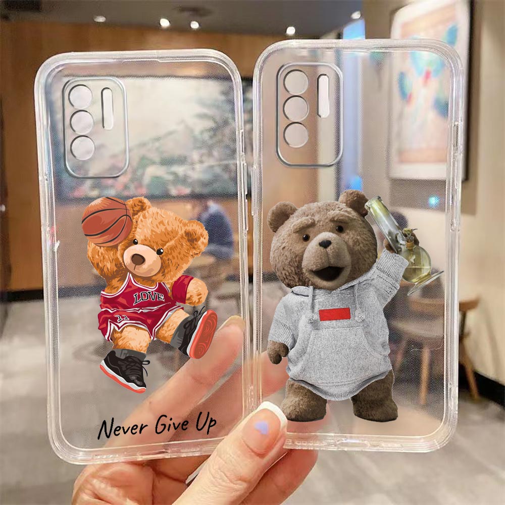 Étui de téléphone clair pour OPPO A97 A96 A95 A94 A93 A92S A74 A72 A57 A55 A54 A32 5G Funda Migne Naughty T-Tiddy Bear Couple Anime