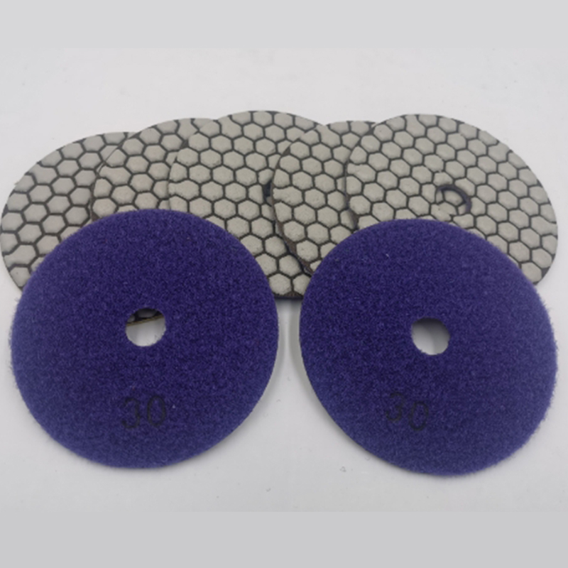 Dia 4Inch/100Mm Grit 30 Diamond Dry Polishing Pads Resin Bond Flexible Dry Sanding Disc For Granite Marble Ceramic