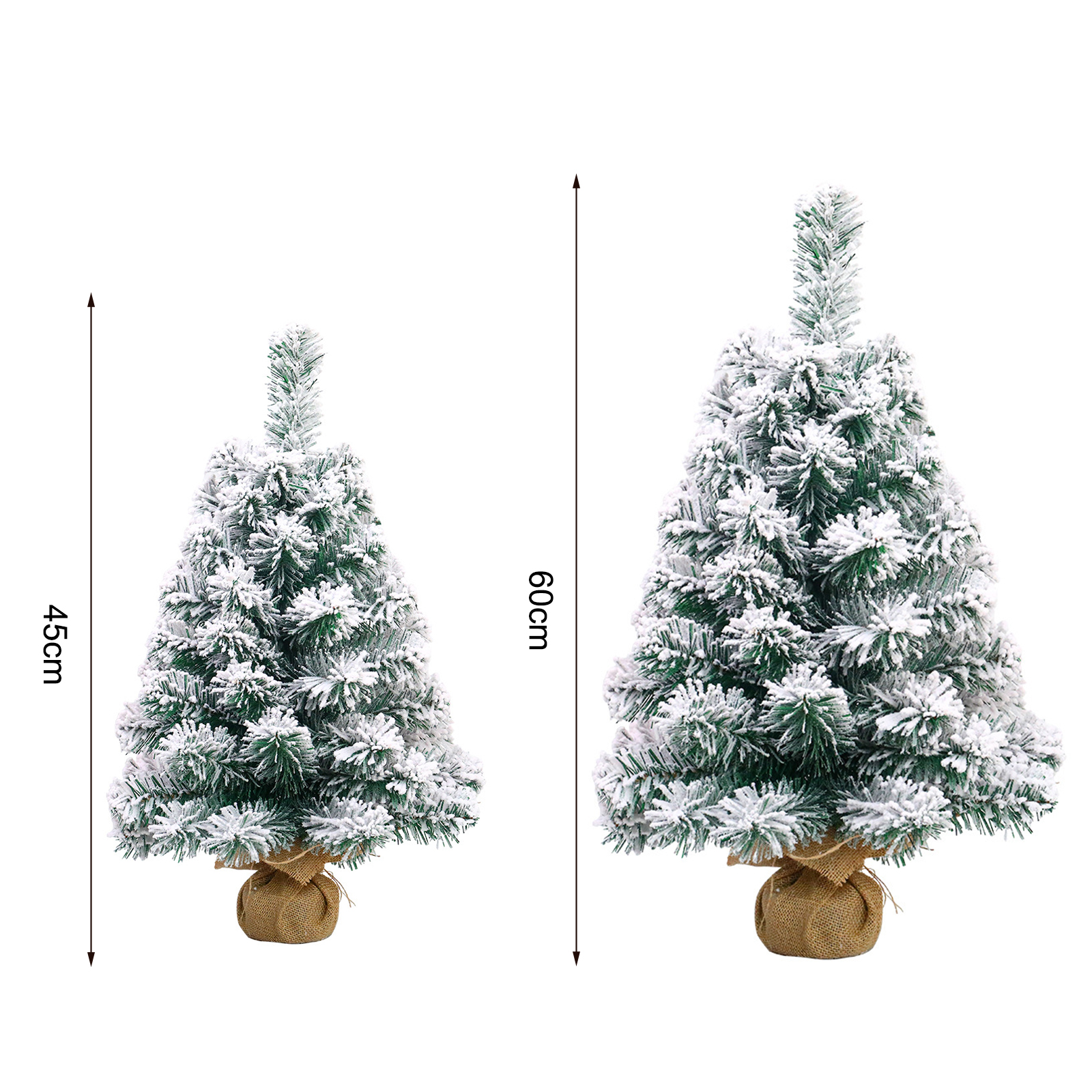 TABLETOP JUL TREE FLOCKING SNOW 45/60 cm Mini Christmas Tree Artificial Tabletop Christmas Tree Ornament för matsal
