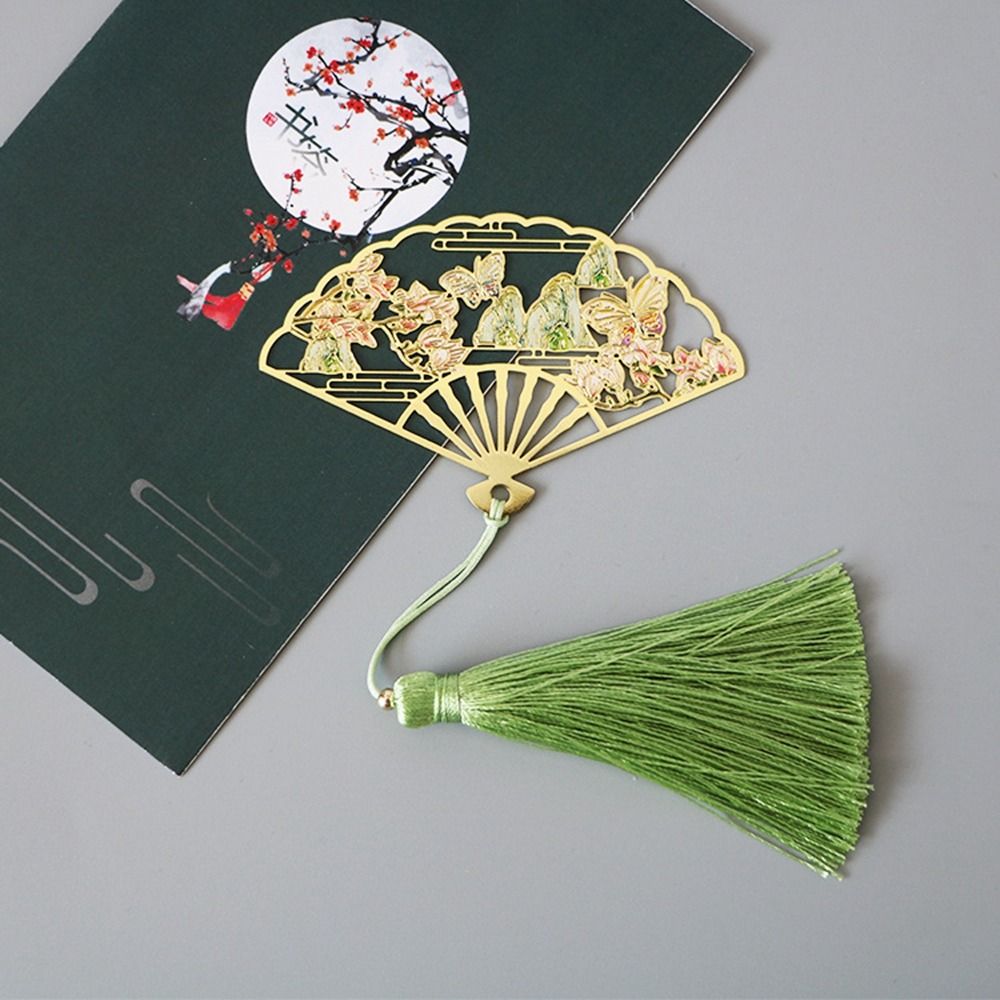 Metalowe zakładki chiński w stylu składany papier fanowy czytanie zakładek książki marker marsz wiselanta