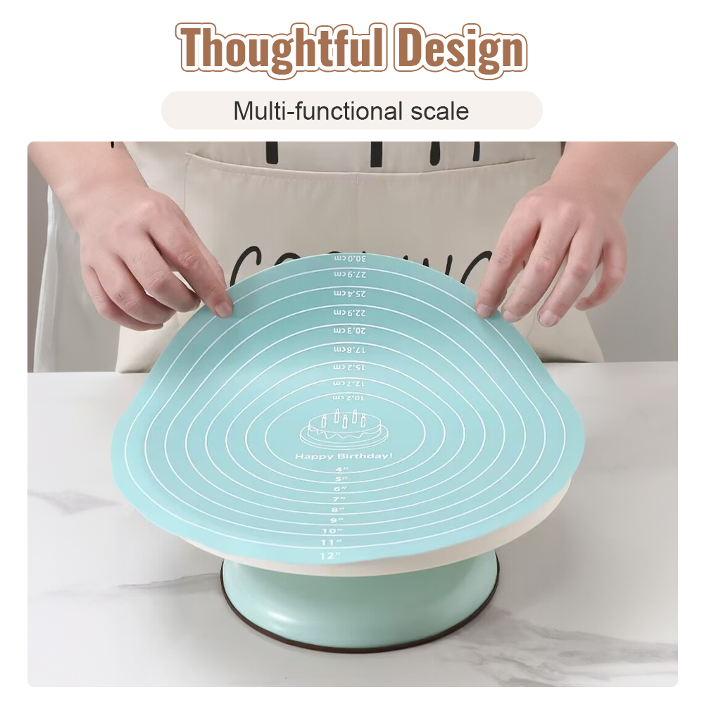 30cm Round Turntable Mat Silicone Cake Baking Mat Non-slip Mat with Scale High Temperature Resistant Bake Tool Kitchen Gadget