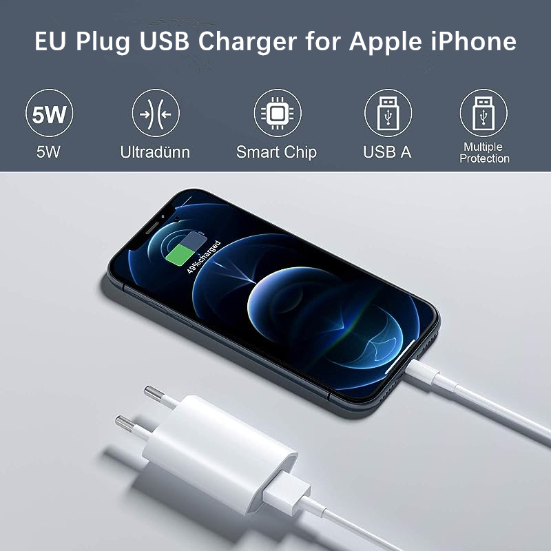 10 pezzi Caricatore USB plug UE Apple iPhone 6 6s 7 8 14 Plus 13 12 Mini 11 Pro XS MAX XR X SE 5 5S Adattatore di alimentazione con scatola di vendita al dettaglio