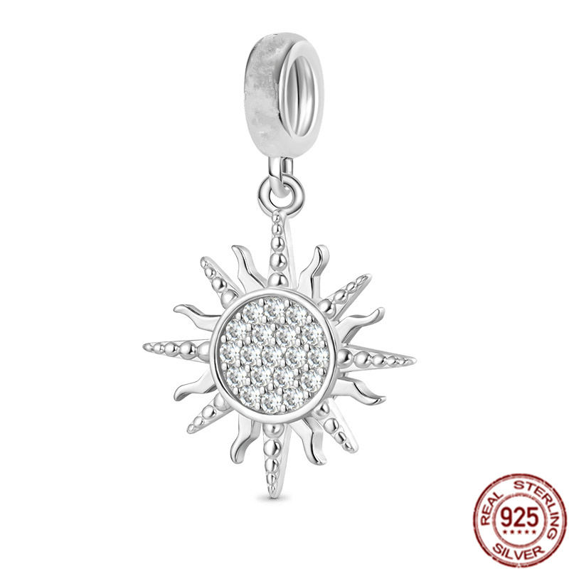 Authentique 925 argent sterling étincelant éclairage boulon de soleil Soleil pendant balayage de charme d'ajustement du bracelet pandora