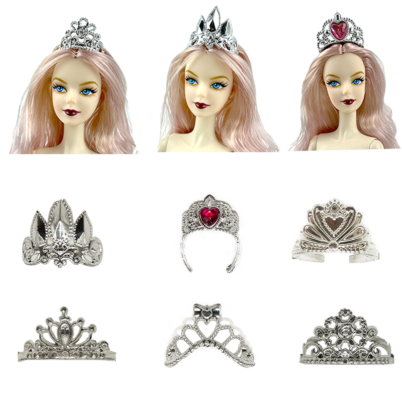 Multi-style Random Plastic Crown Tiara For Barbie Doll Accessories 1/6 BJD Dollhouse Hair Accessories Children Toys