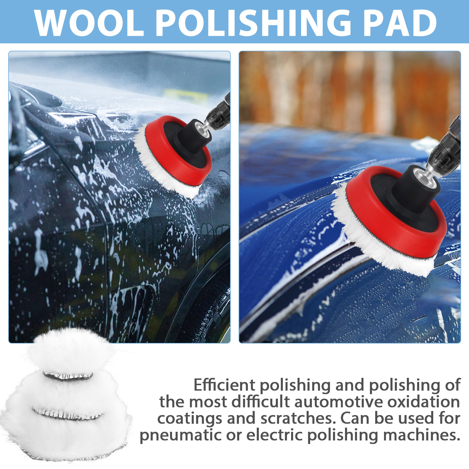 Drill Polishing Pad Kit Reusable Buffing Polishing Pads 1/2/3inch Washable Car Detailing Sponge Polishing Pads Woolen