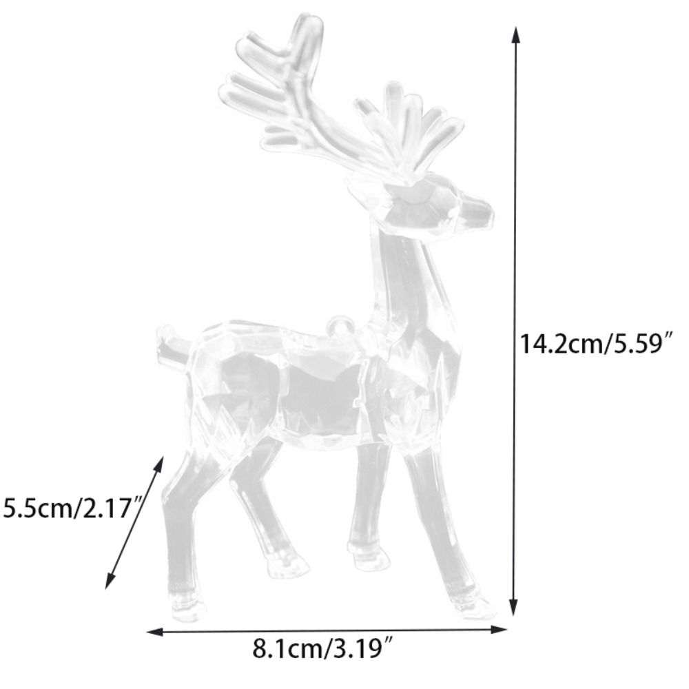 Acrylique de cerfs figurines Figurines Ornement de bureau Transparent Elk Rendeer Sculpture Miniatures de Noël Décoration du bureau à domicile