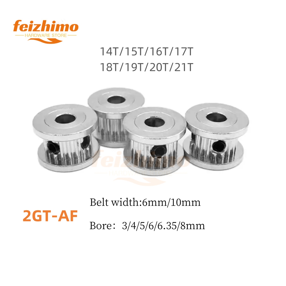 FM Timing Belt 3D Printing GT2 / 2GT 14T / 15T / 16T / 17T / 18T / 19T / 20T / 21T Timing Poulley Fer alés: 3/4/5/6 / 6.35 / 8 mm pour la largeur de la courroie: 6 mm / 10 mm