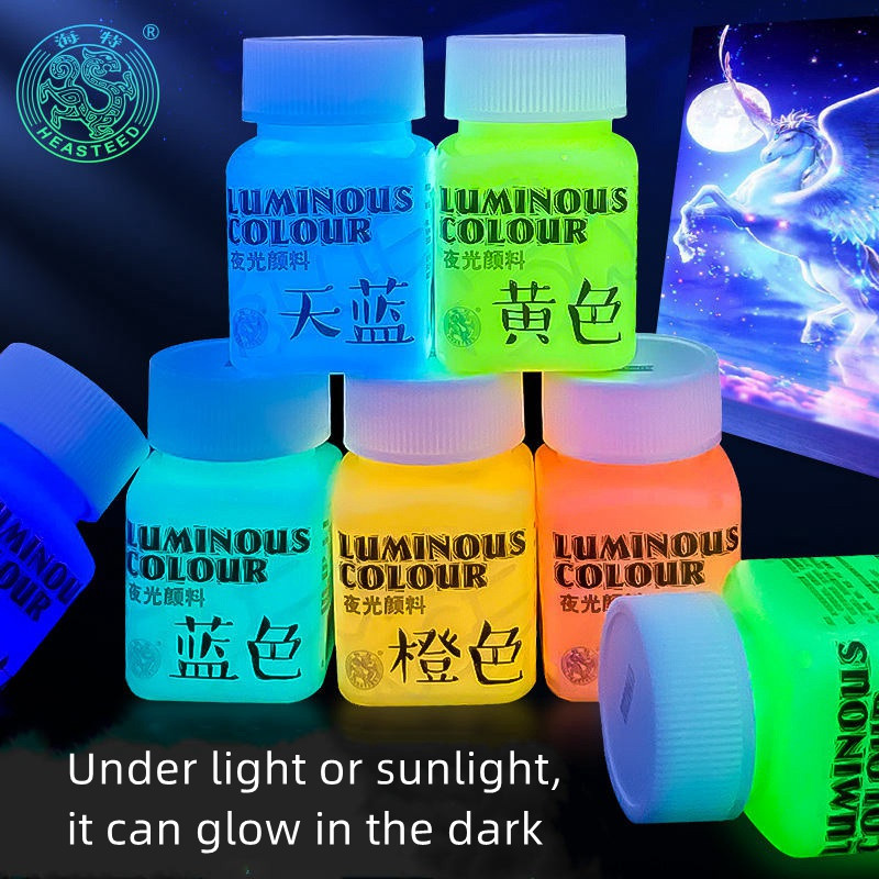 Bravo Glow in the Dark Paint 8 Colours Rangement clair étanche Pigment acrylique lumineux pour vêtements muraux Paint