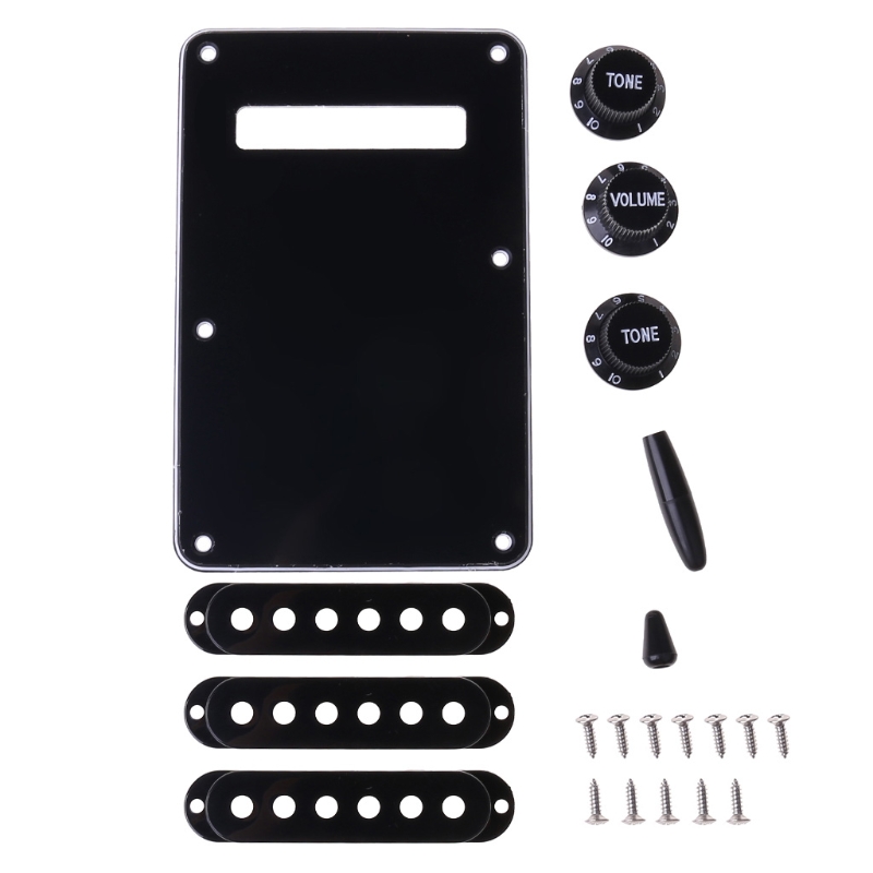 SSS Electric Guitar Pickguard Back Plate Pickup Cover Knobs Tips For St SQ