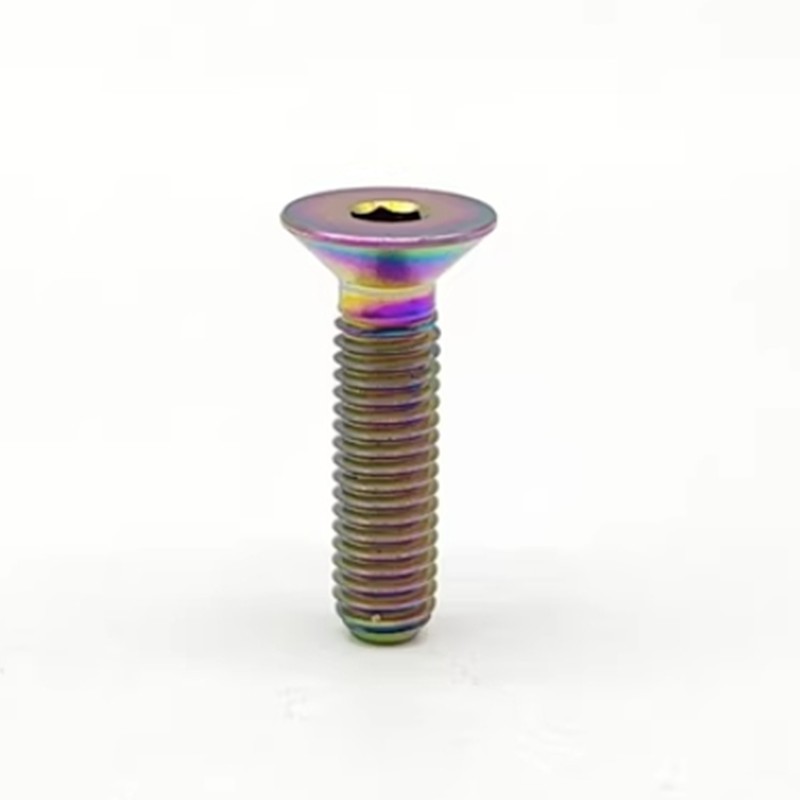 -titanium schroef DIN7991 m3 m4 m5 m6 regenboog kleurrijke zwarte gloden titanium ta2 gr2 platte hex coppersunk kopschroef