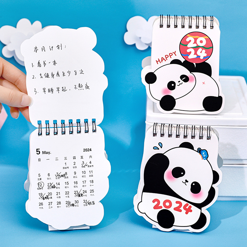 2024 Calendario Kawaii Panda Desk Weil Calendar Dual Daily Weekly Anualy Planner Organizer Suministries de oficina 2023.06-2024.12