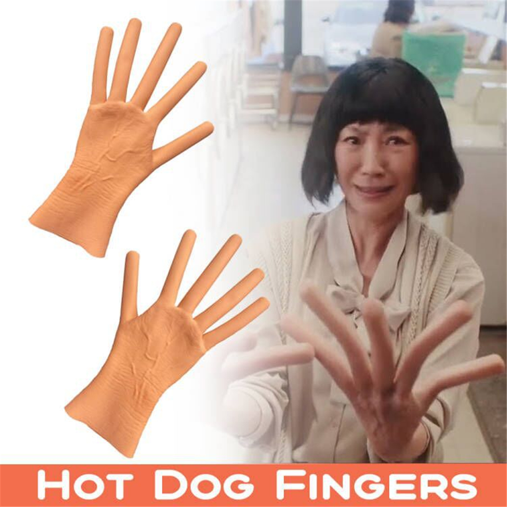 Scary Hot Dog Fingers Hot Dog Gloves Evelynn Cosplay Party Decorations Props D5QB