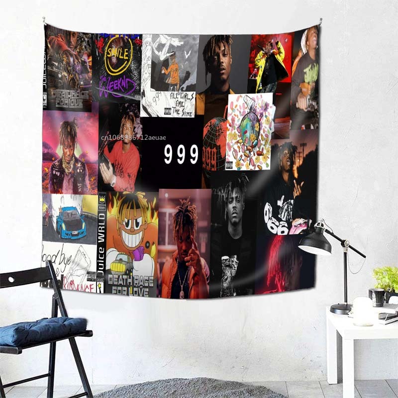 Juice Wrld 999 Wandteppich Wandhänge Kunstmusik Album Poster Ästhetischer Wandteppich für Schlafzimmer Wohnzimmer Dekor Home Dekoration