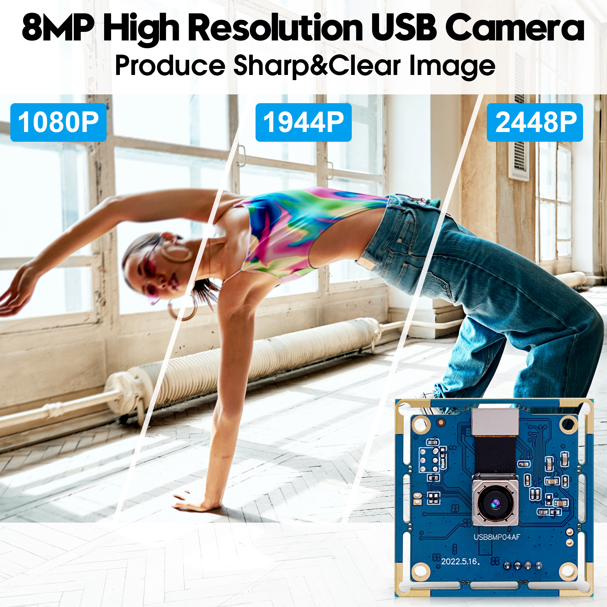 Autofocus 8MP USB Webcam HD CMOS IMX179 38*38mm Mini Industrial USB Camera Module For Windows Android Mac Linux Raspberry Pi