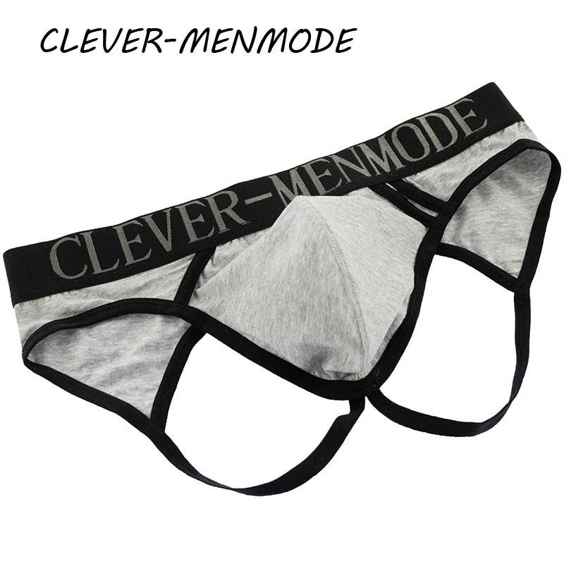 Clever-Menmode Men's Sexy Back Backbock Open Brikes Open Hip Panties Jockstrap T Back Big Penis Bag Calcinha gay biquíni de maricas gays