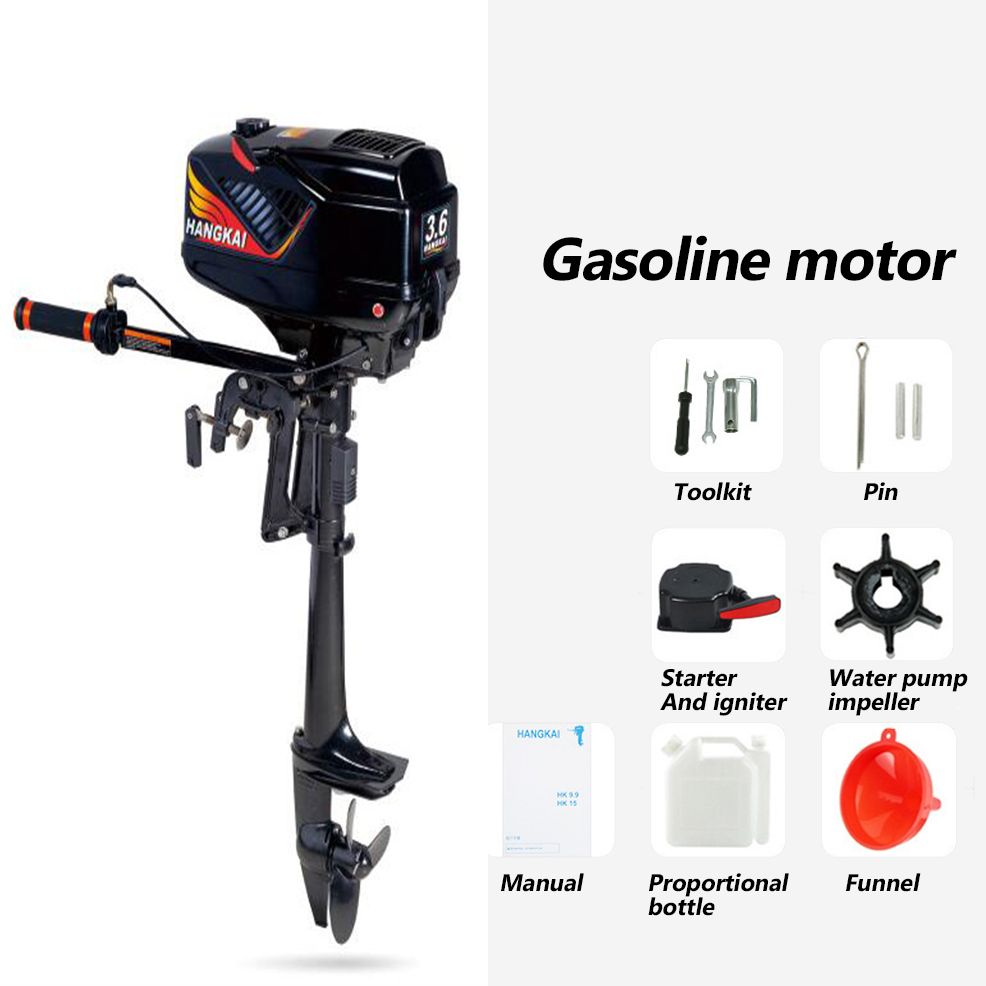 Two-Stroke 3.6 HP Gasoline Water-Cooled Inflatable Fishing Kayak Boats Outboard Motor Assault Boat Canoeing Engine Motors