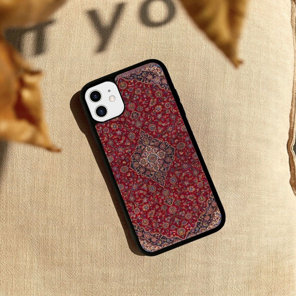 Case de téléphone à motif floral en carpet persan Silicone PC + TPU pour iPhone 14 11 12 13 Pro Max 8 7 6 Plus x xr Fundas dur