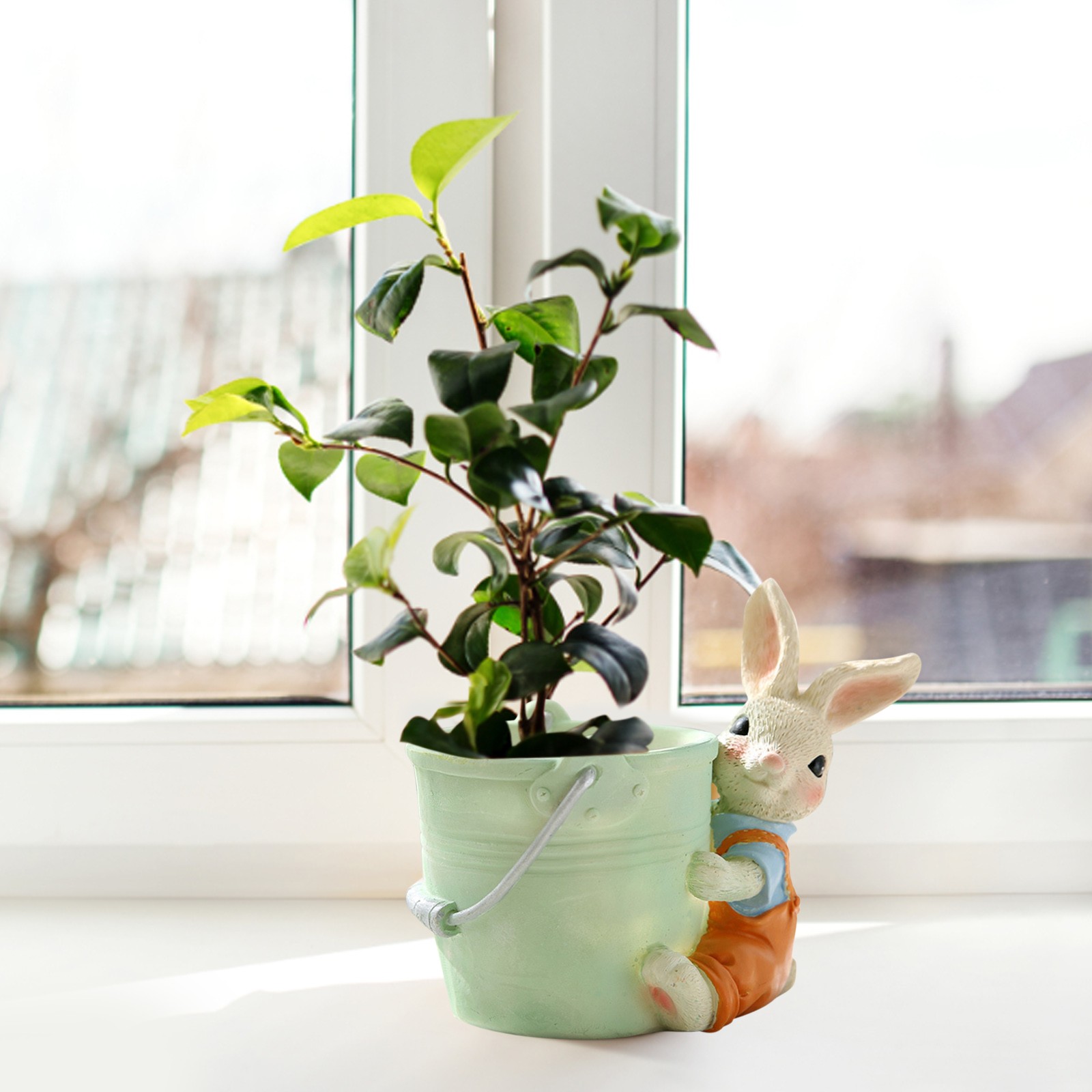 Jardim criativo Rabbit Animal Carne Pote de flores Resina em vaso grande vaso grande cesta de flores ao ar livre em vaso de flores para menina de flores