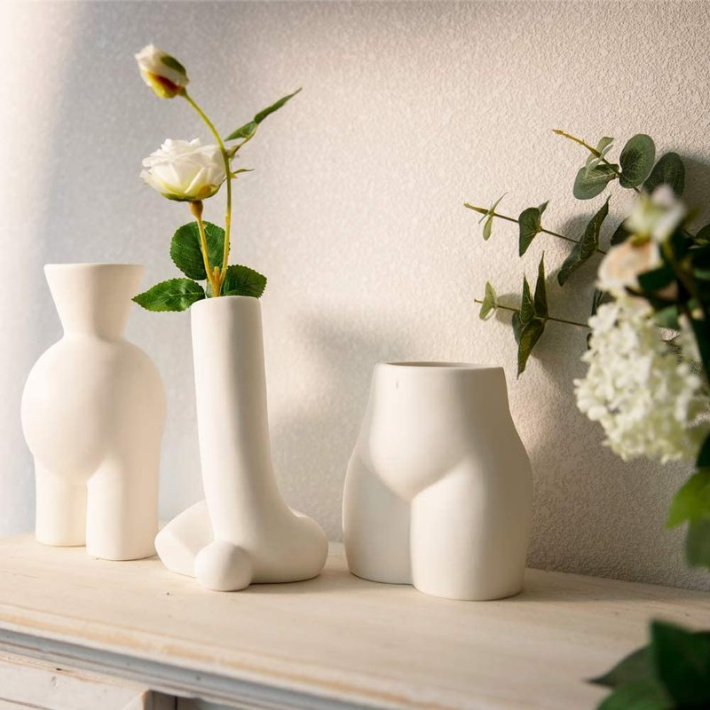 Tyłek wazon wazonu żeńska forma wazonów kwiatowych rzeźba unikalna boho home dekoracje rośliny roślina garnka urocza minimalistyczna wazon rzeźby żywicy