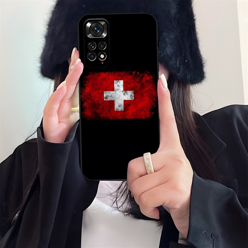 Swiss National Flag Phone Case för Redmi Note 12S 12 11S 11 10 9S 8T 7 8 9 9T 10X A2 Pro Plus Shell Silicone Cover