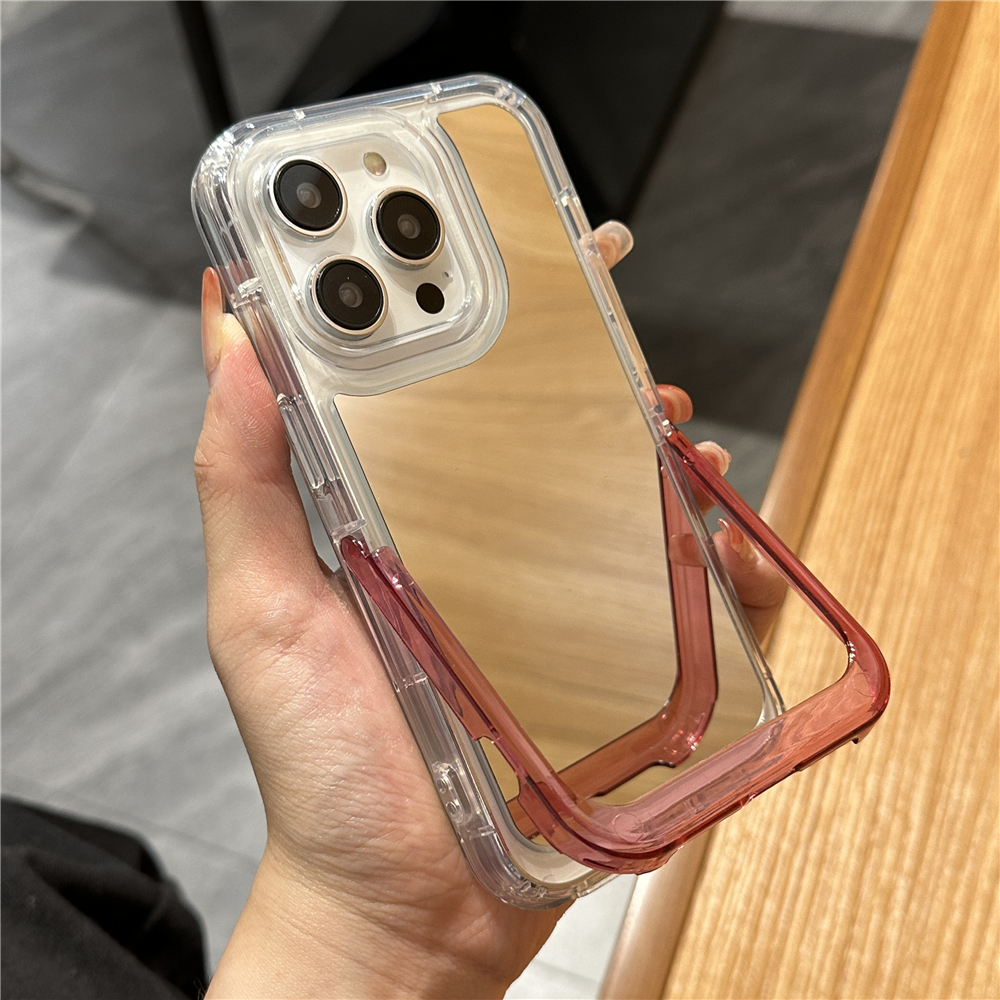 Luxury Make Up Mirror Cases With Folding Holder Stand Phone Case For iPhone 11 12 13 14 Pro Max Plus Soft Clear Shockproof Cover