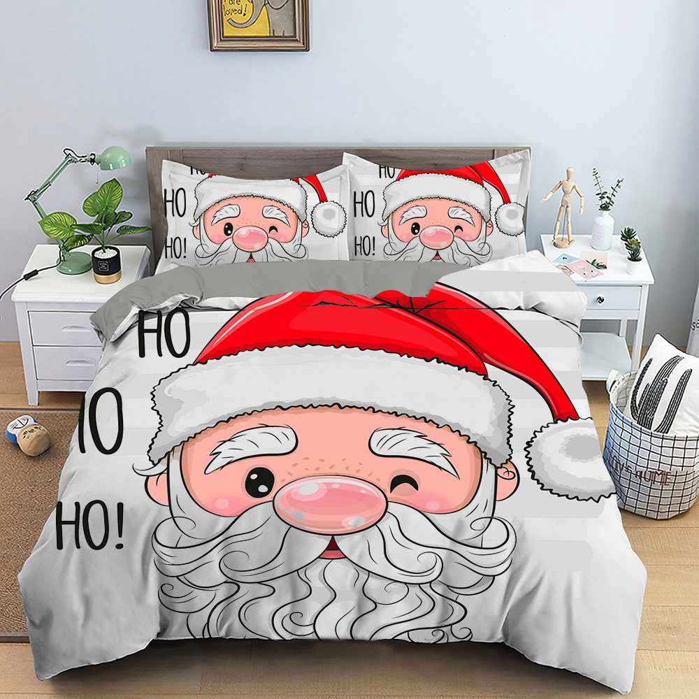 Christmas Bedding Set 3D Printed Santa Claus Duvet Cover Set King Queen Single Double Size Kids Bedding Set No Bed Sheet