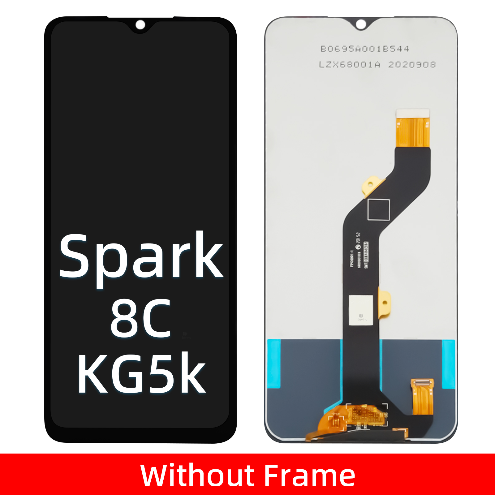 شاشة Juvino Oem OEM LCD الأصلية لـ Tecno Spark 8C LCD KG5K شاشة عرض شاشة LCD بديل مع أدوات الإصلاح