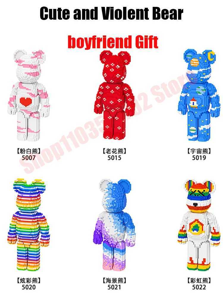 Transformation toys Robots Cartoon MOC Big Mega Bearbrick Violent Bear Gloomy Bear Micro Model 13500 Mini Building Block Puzzle Toy GiftsL2404