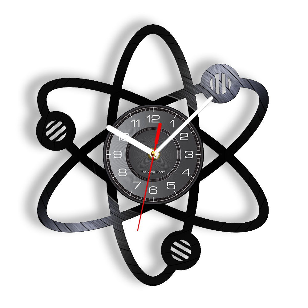 Chemisch experiment teken vinyl LP Record Wall Clock Science Atom Science Artwork School Klaslokaal Decor Chemie Leraar Geschenk