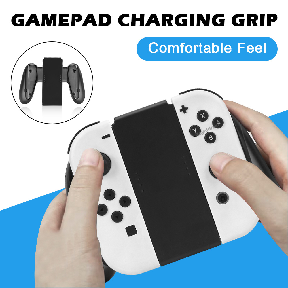 Original Clear Black Charge Grip för Switch Handle Grip Holder Charging Handgrip för Nintend Switch OLED Joycons Controller Grip