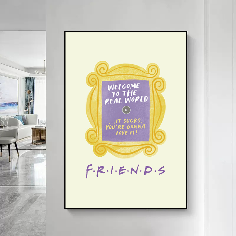 Program telewizyjny Friends Funny Quote życie jest lepsze z przyjaciółmi plakat na płótnie malowanie kolorowych sztuki ściennej do salonu wystrój domu