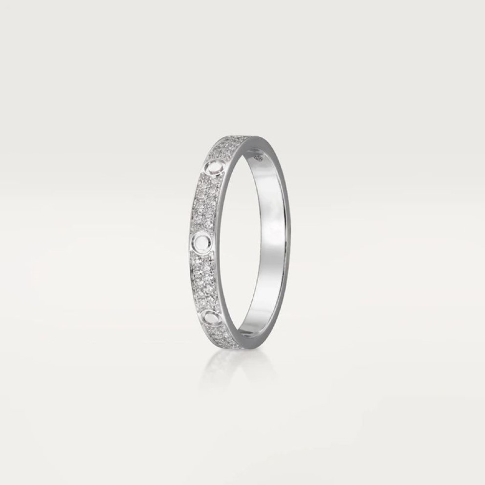 Small Model Slim Love Wedding Band Ring for Women Men 316L Titanium Steel Full CZ Paved Designer Jewelry Aneis Anel Bague Femme Cl288g