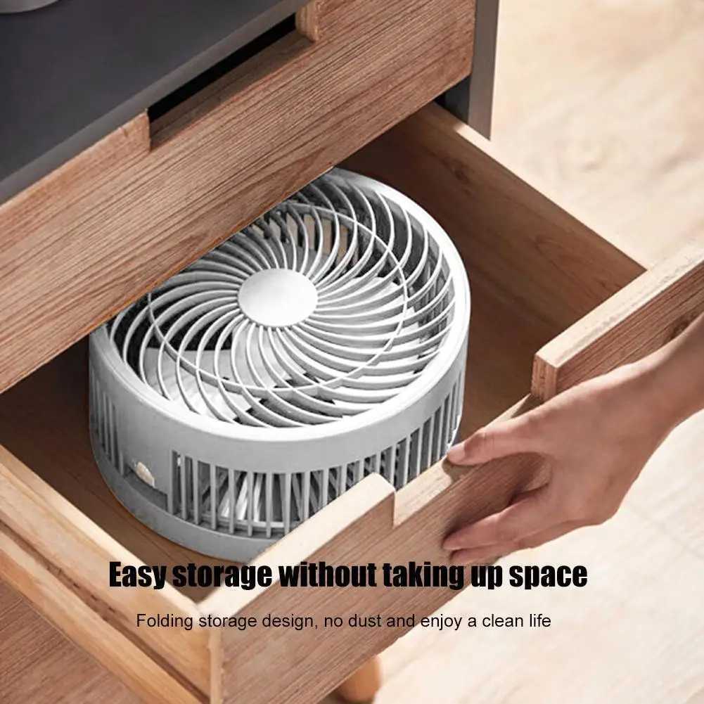 Electric Fans 7200mA Folding Portable Fan Floor Standing Fan Summer Mute Rechargeable Wireless Telescopic Desktop Electric Fan for Home Office