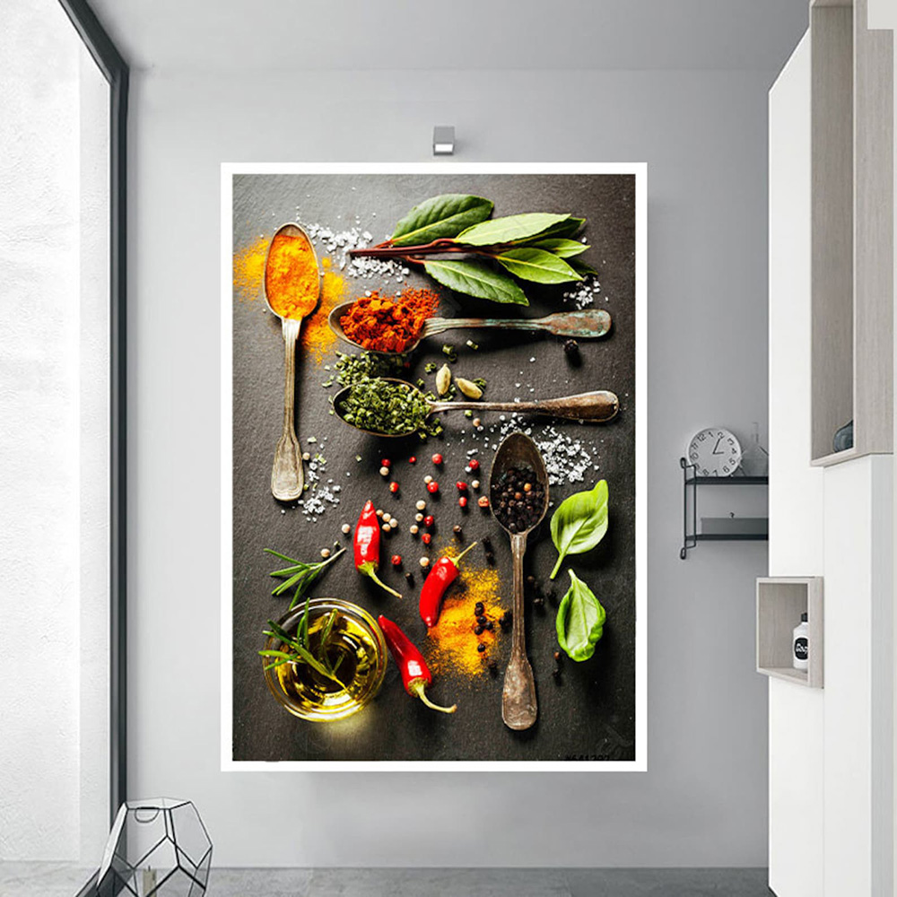 Spices Canvas Painting Food Kitchen Poster Fresh Fruit Vegetable Healthy Kitchen Decor Organic Food Art Canvas Print Wall Art