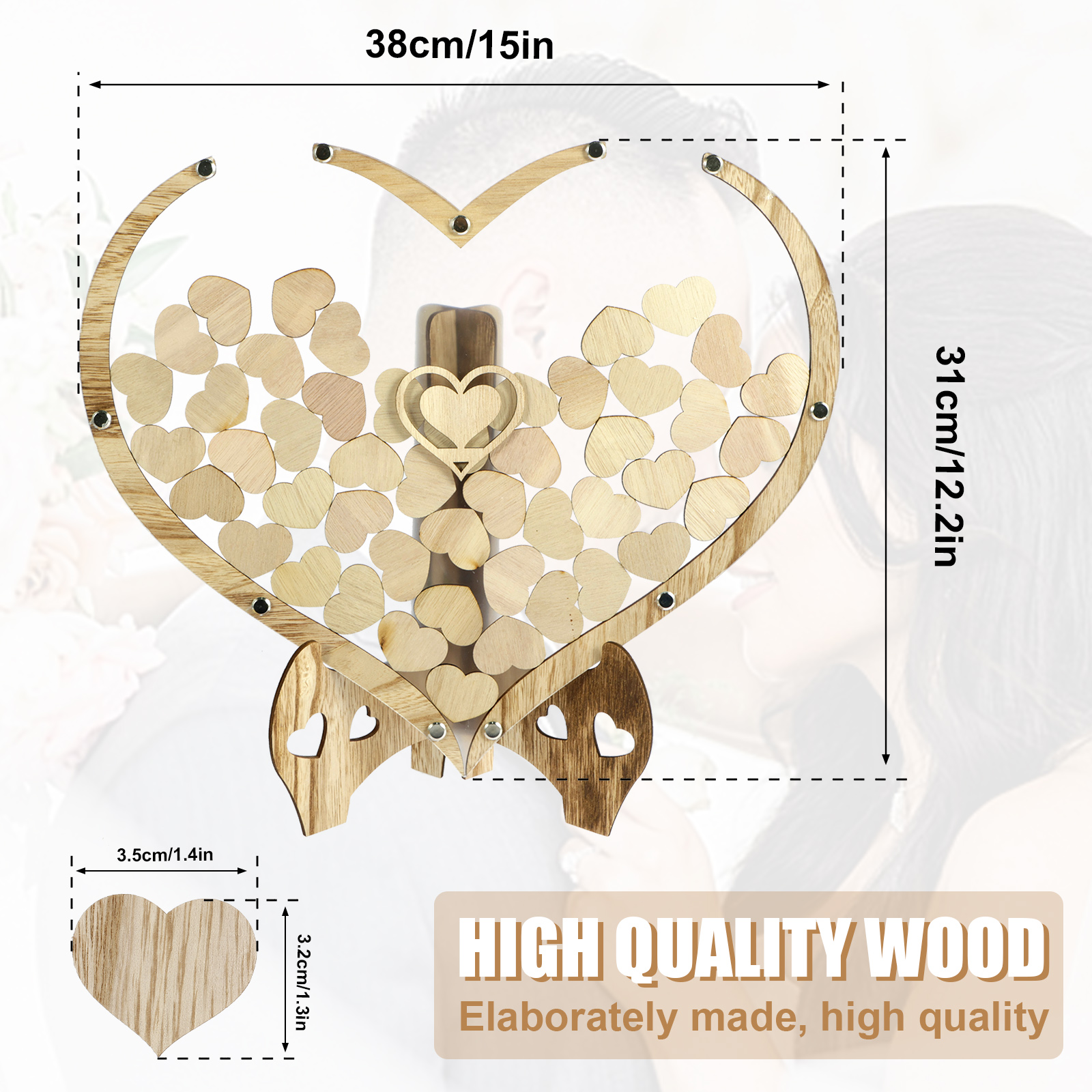 Wedding Guest Book Wooden Sweet Heart/Rectangle shape Guest Sign Wedding Welcome Card Drop Box Home Wedding Party Decoration