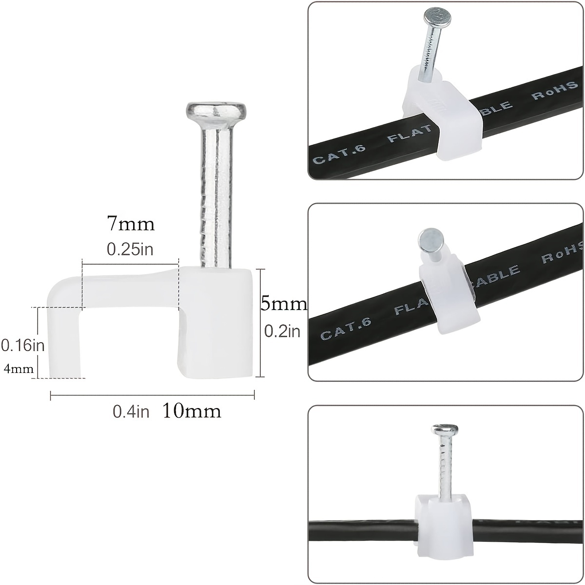 Kabeldrahtklammern 7 mm Kabelmanagement Elektrische Ethernet -Schale TV -Lautsprecher Drahtkabelhalter Einer Koaxialnagelklemmen