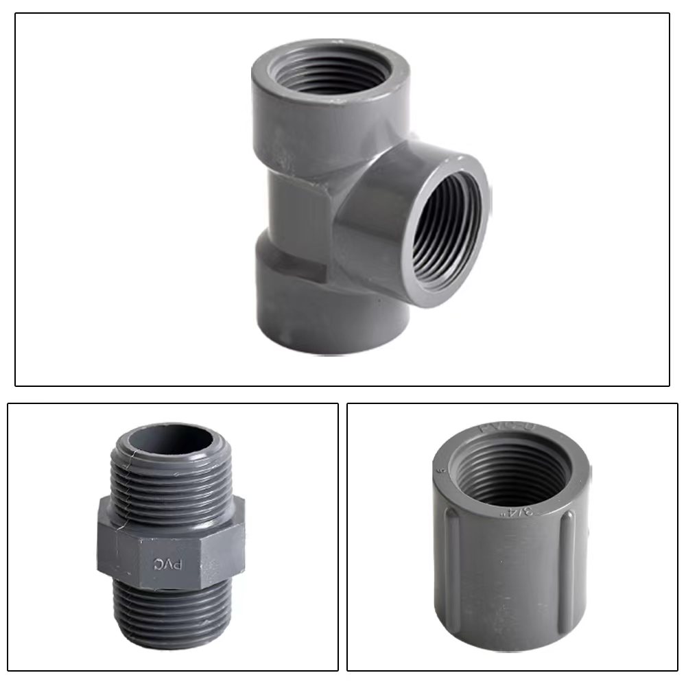 1/2 3/4 1 Inch PVC Pipe Female Threaded Connector Plastic PVC Straight Elbow Tee Aquarium Fish Tank Water Supply Adapter