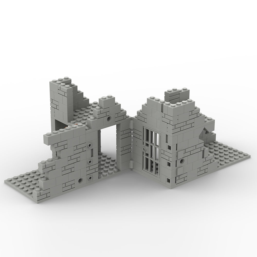 MOC WW2 Military Ruines Building Blocs Accessoires Détravé la scène murale Scène compatible Briques Modèle de bricolage Assemblez figures Toys