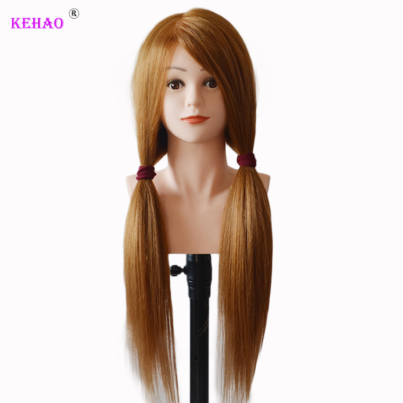 New Maniquin Head High Grade 80% Real Hair Mannequin Head avec épaule Blonde Hair Doll Head for Hairstyles Training et Tripod