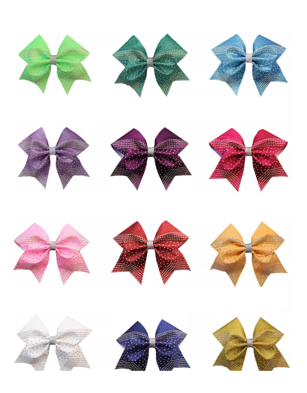 Girls 'Glitter Gradient Bow, Cheerleader Hairbow, maßgeschneiderte Print -Logo -Buchstaben, 