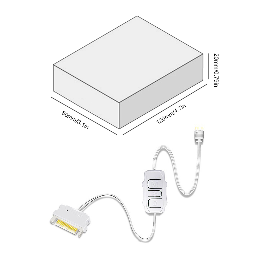 SATA à 5V à 3 broches Argb Contrôleur Mini Adaptateur Contrôleur SATA Alimentation SATA Câble RV-Helen pour refroidissement