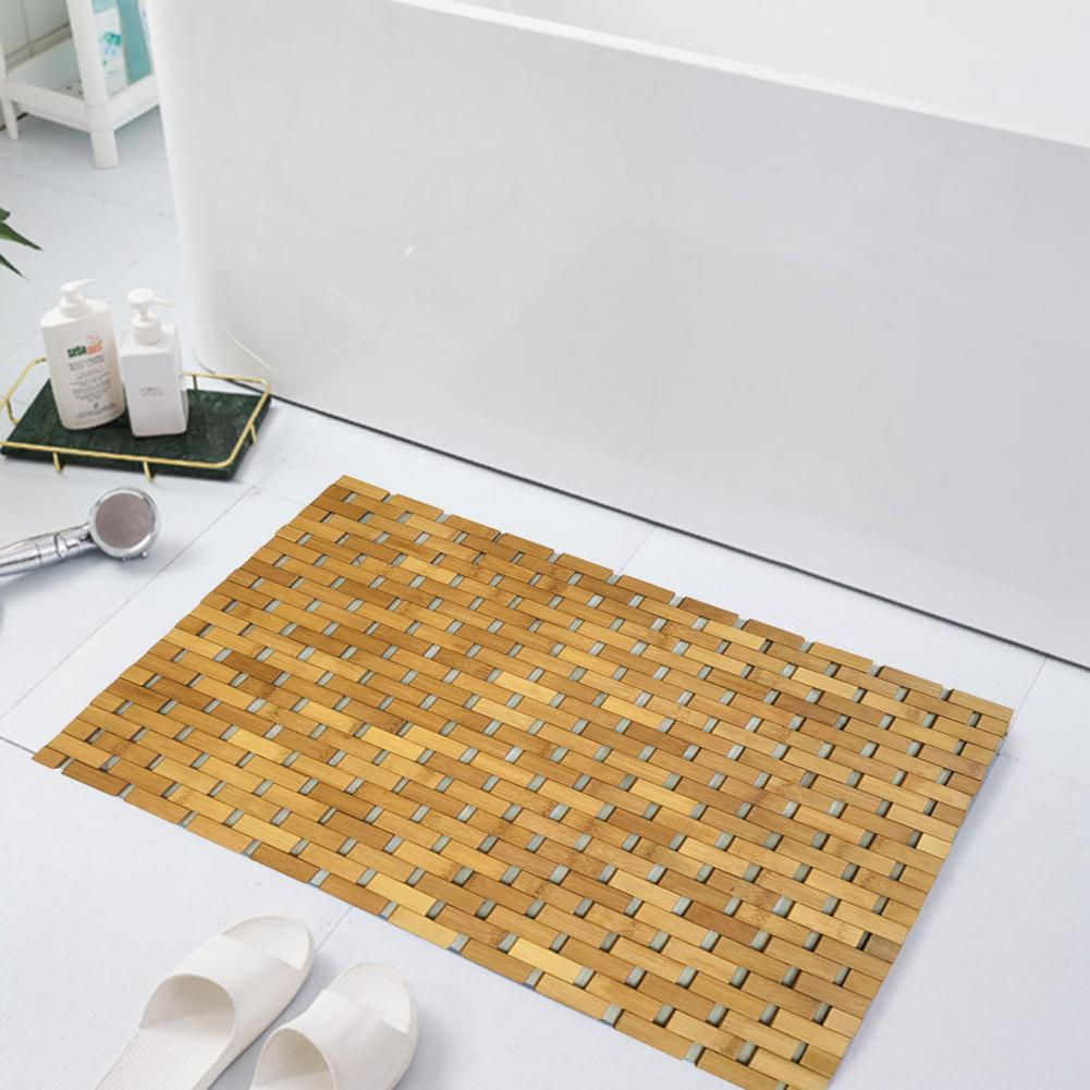 Bambu Banyo Mat Su Geçirmez Dikdörtgen Anti-Slip Kalın İçi Boş Ahşap Spa Mat Katlanabilir El Yapımı Duş Halı Pad Bambu Zemin Mat